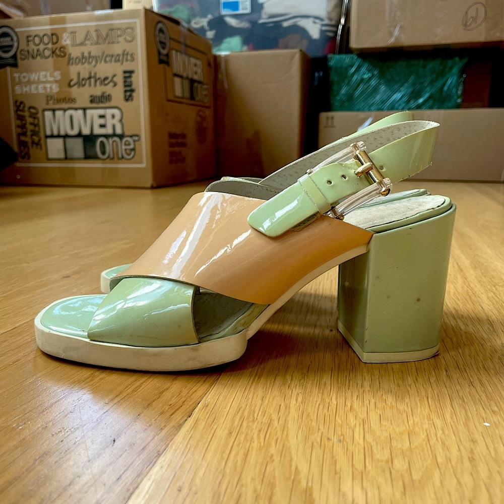 Vintage Miista pastel color block heels. Size 37.